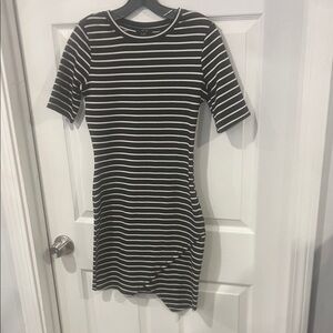 Iris Black and White Striped Mini Dress